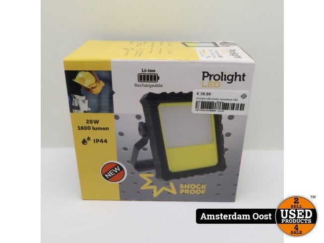 Prolight LED-straler Oplaadbaar 20w Schokbestendig - Nieuw