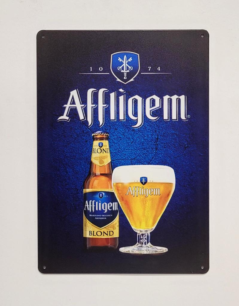 Affligem blond bier reclamebord van metaal wandbord deco, Info@deconoord.nl, Deco Noord, Nieuw, Ophalen of Verzenden
