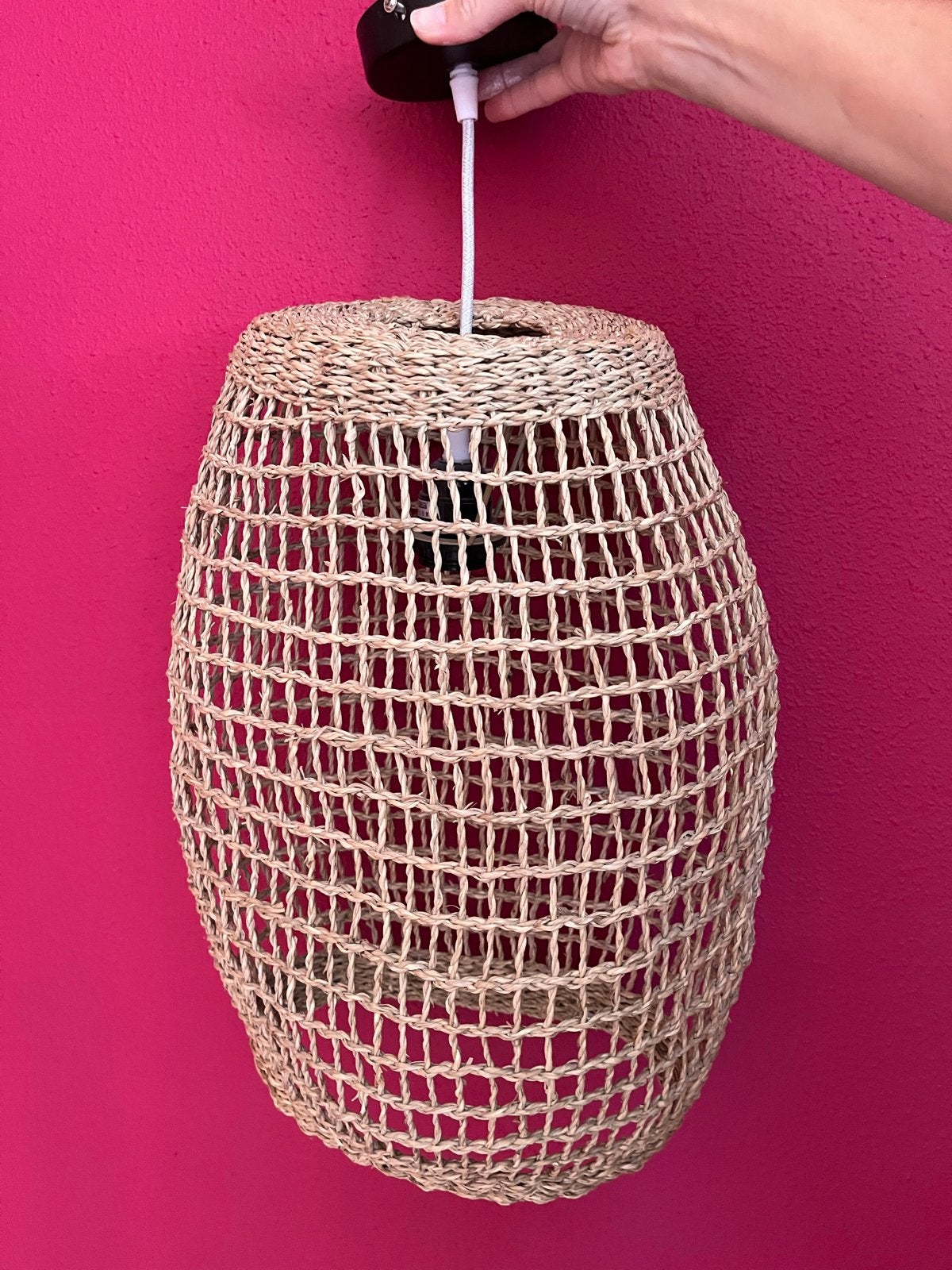 Rotan hanglamp - Natuurlijke sfeer, Ophalen, Modern ibiza, Natuurlijk materiaal, E27 (groot)