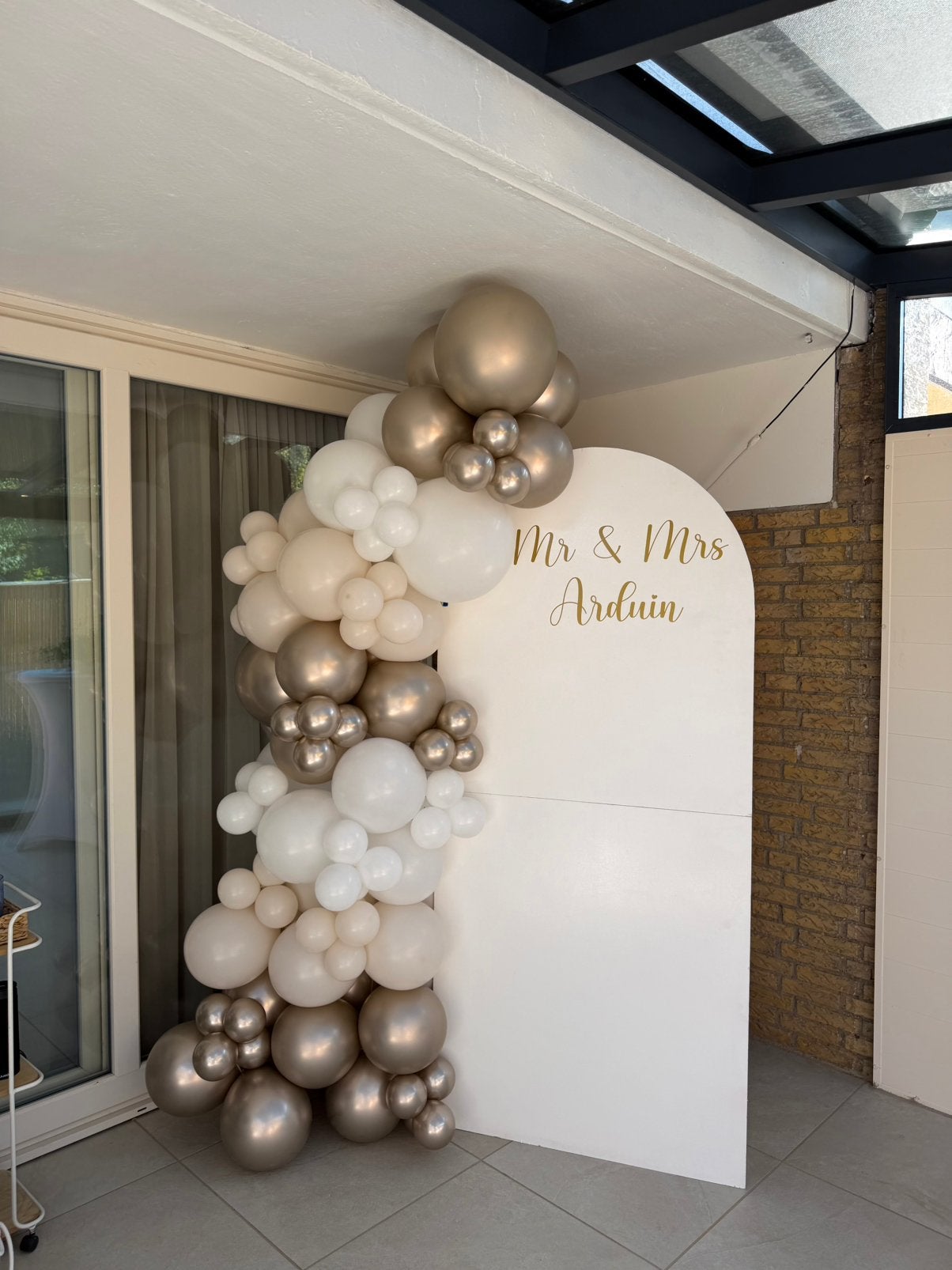 Bruiloft balonnenboog / backdrop TE HUUR, Ophalen, Zo goed als nieuw, Geboorte of Huwelijk