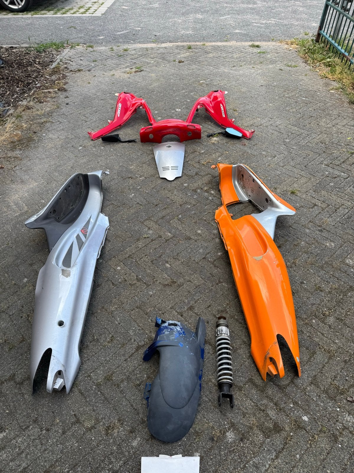 Gilera Runner SP Kappen Set - Rood/Oranje/Zilver, Ophalen, Gebruikt, Kap, Overige merken