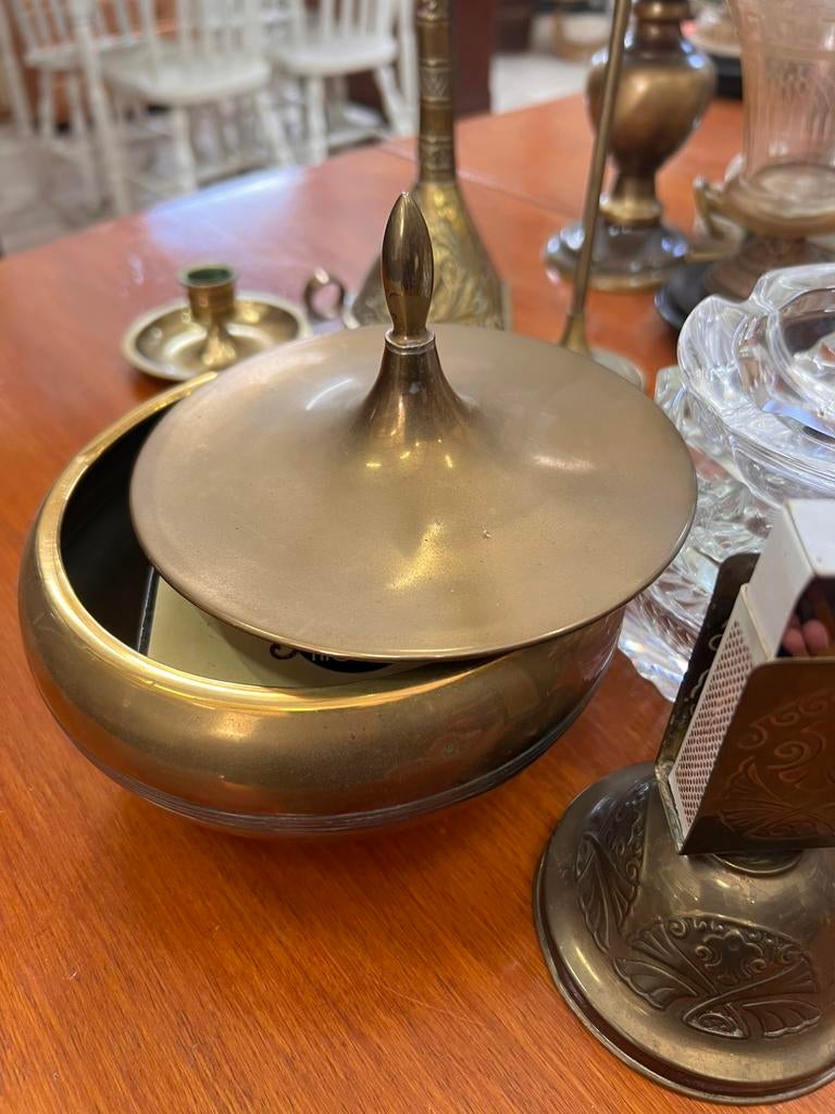 Vintage koperen tabakspot / sigarenpot met deksel, Ophalen of Verzenden