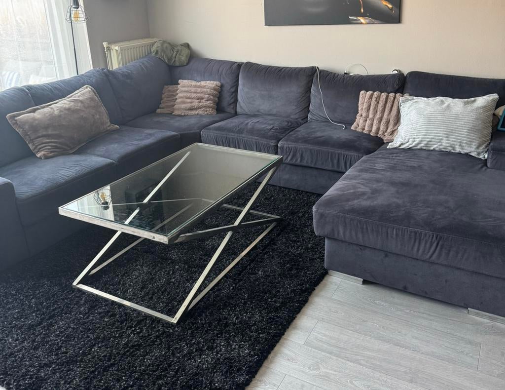 Glazen salon tafel eric kuster, Huis en Inrichting, Banken | Complete zithoeken, Ophalen of Verzenden, Zo goed als nieuw