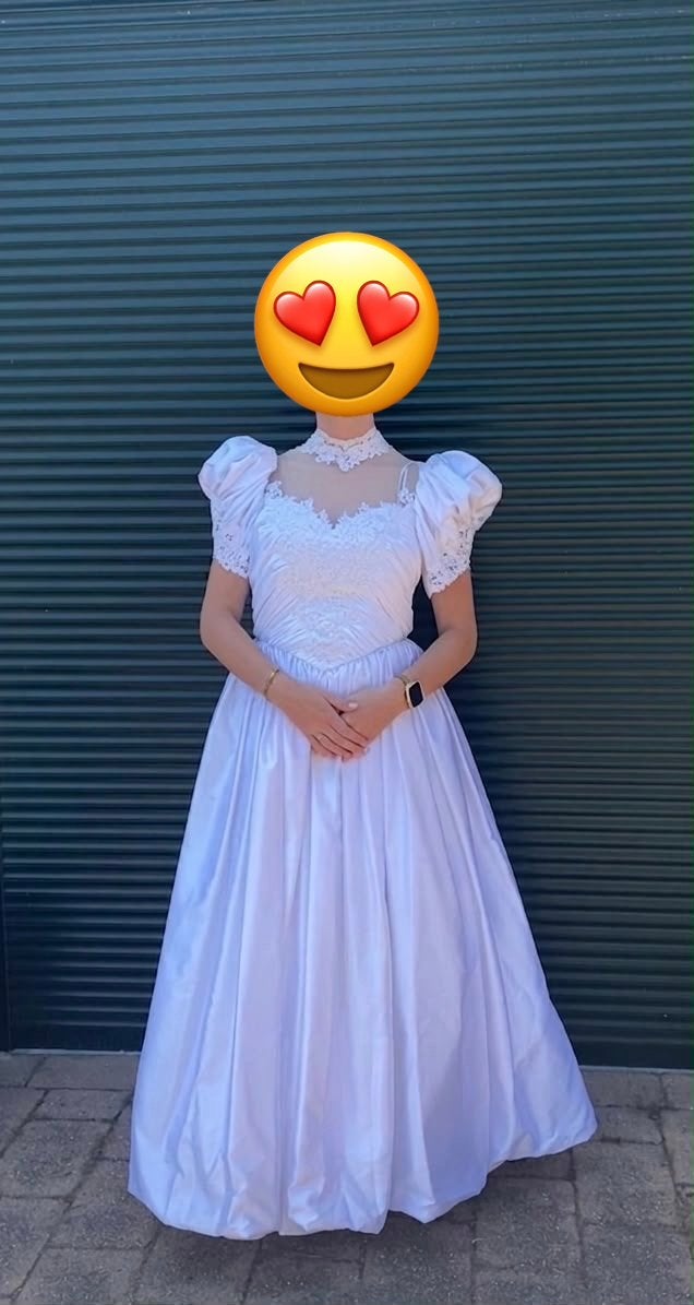 Vintage Elegante Witte Trouwjurk met Kant en Parel details, Kleding | Dames, Ophalen of Verzenden, Gedragen, Wit, Trouwjurk