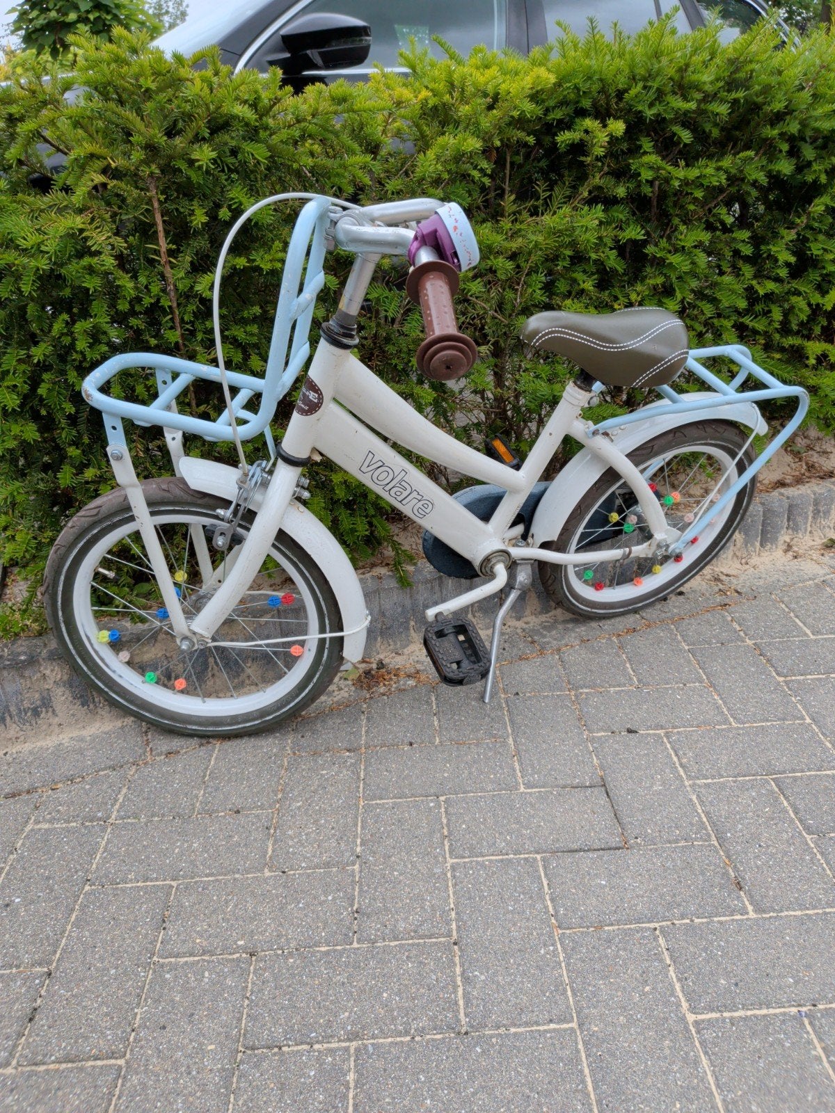 Volare kinderfiets 16 inch - Wit met blauwe accenten, Velgrem, 16 tot 20 inch, Gebruikt, Volare