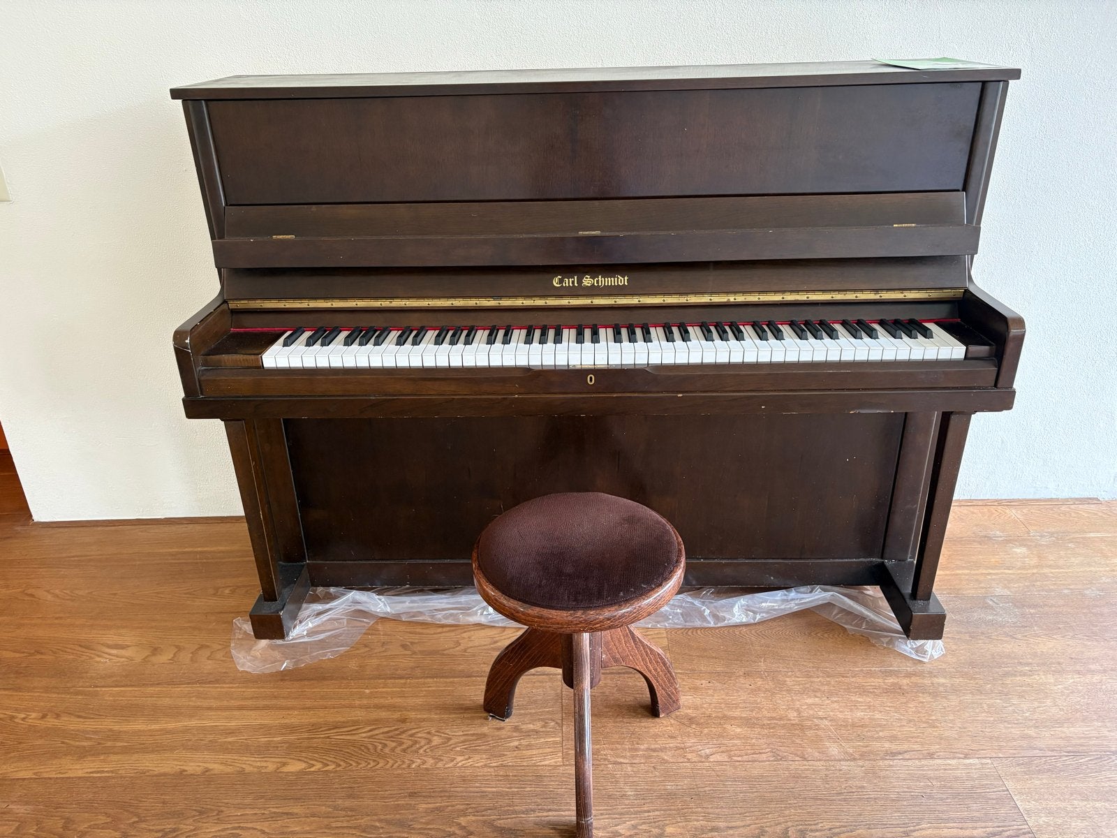 Carl Schmidt Piano - Goed onderhouden met kruk, Ophalen, Gebruikt, Bruin, Piano