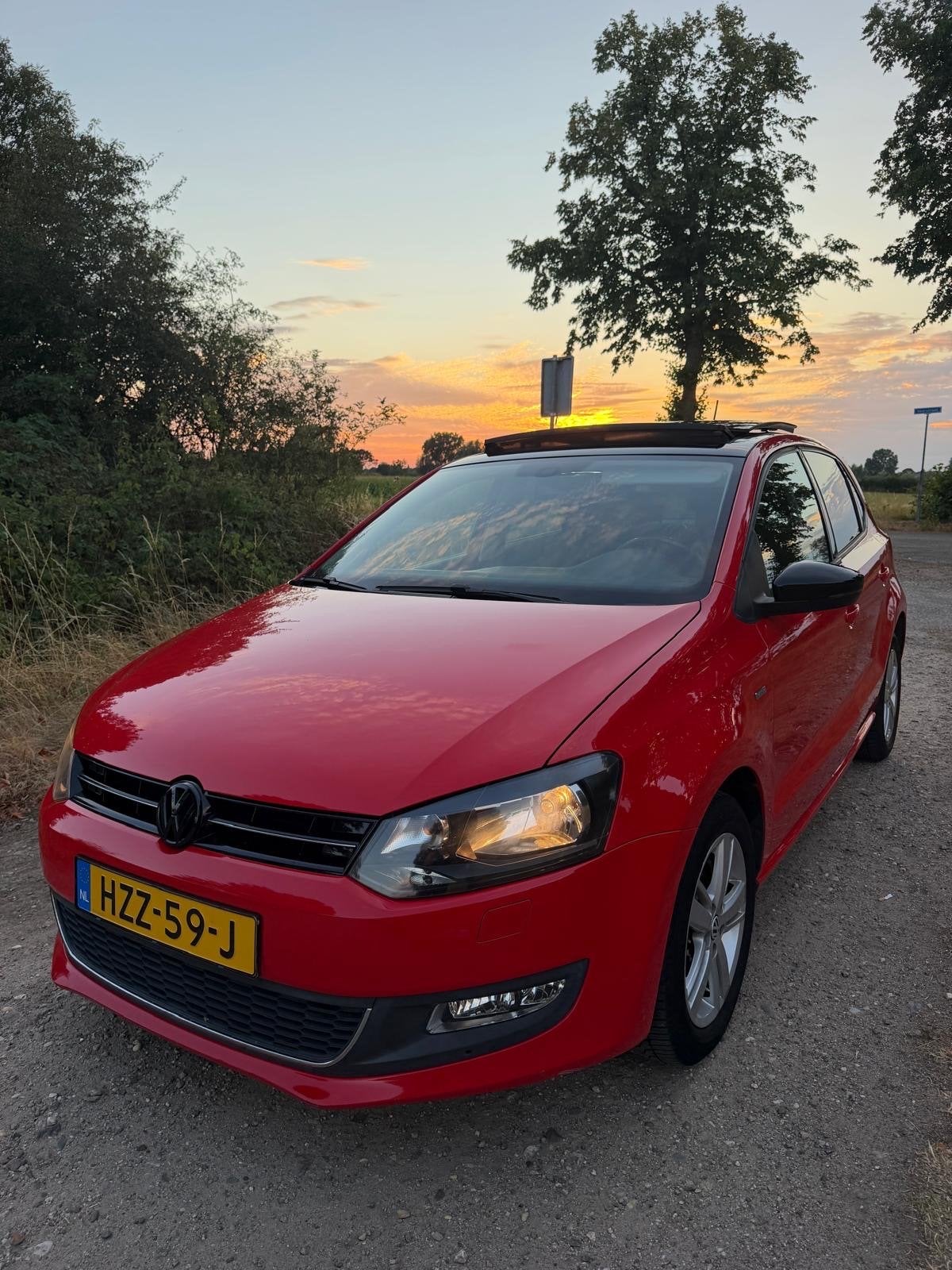 Volkswagen Polo 1.2 6V 44KW 5D My2009 2012 Rood, Auto's, Voorwielaandrijving, 967 kg, Elektrische ramen, 1198 cc