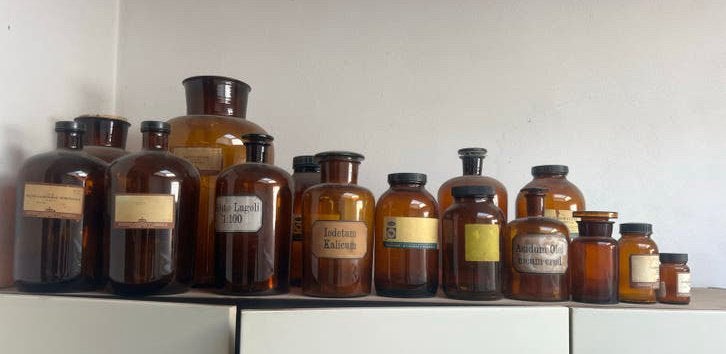 Antieke Apothekersflessen - Diverse Maten en Etiketten, Ophalen