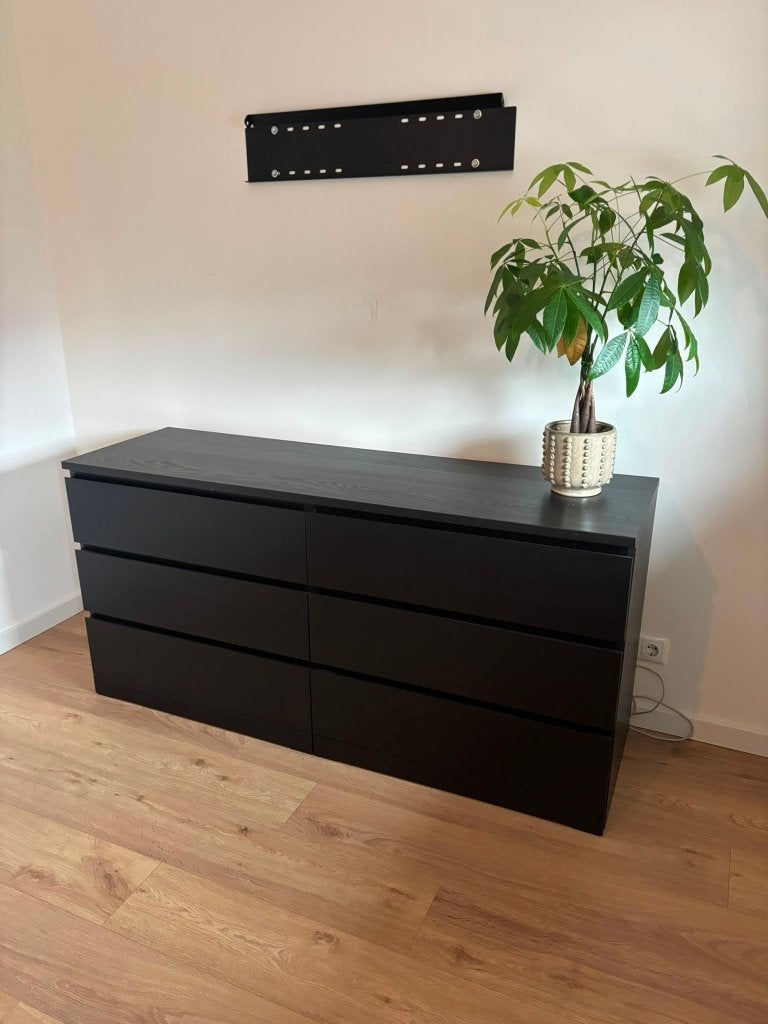 IKEA malm ladekast zwart, Ophalen, 5 laden of meer, 150 tot 200 cm, Zo goed als nieuw