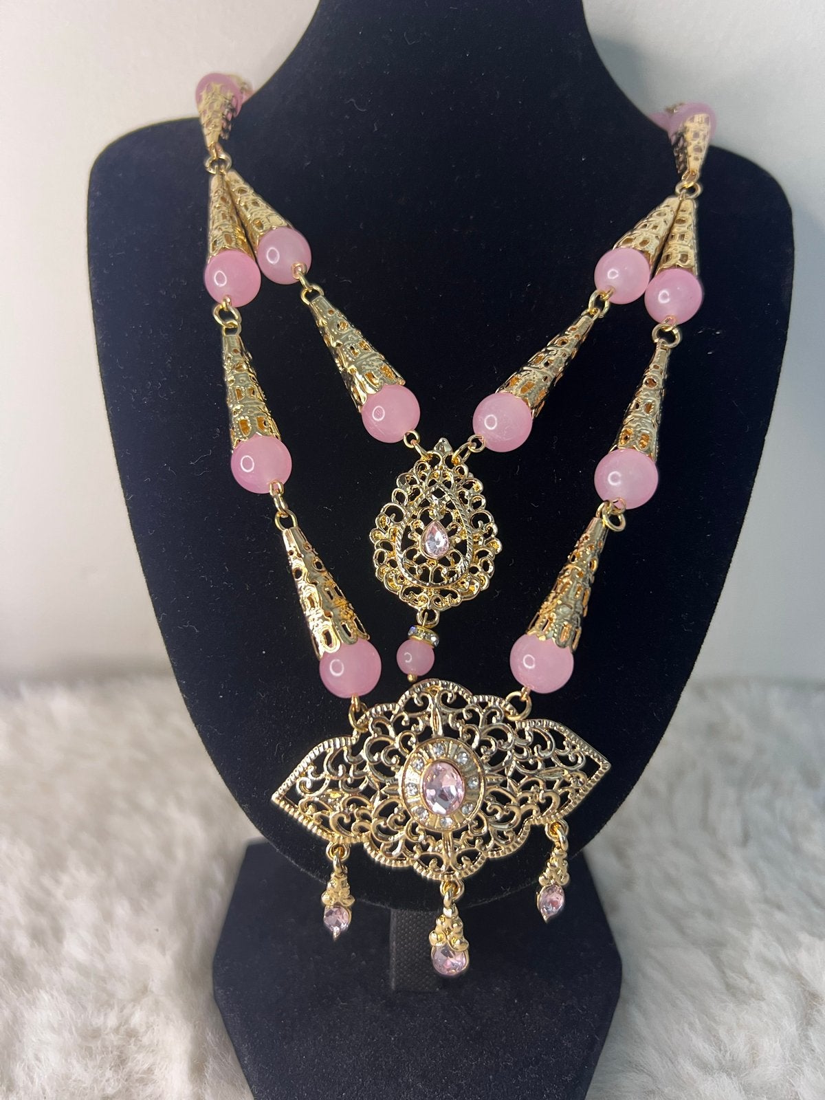Prachtige Marokkaanse sieradenset met roze accenten, Overige materialen, Nieuw, Ophalen of Verzenden, Roze