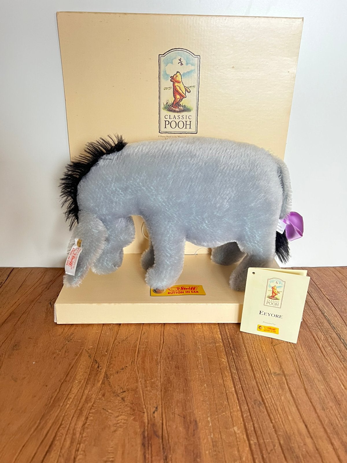 Steiff 651786 Eeyore Iejoor Classic Pooh 2001 - wit label, Verzenden, Winnie de Poeh of vrienden, Nieuw, Knuffel