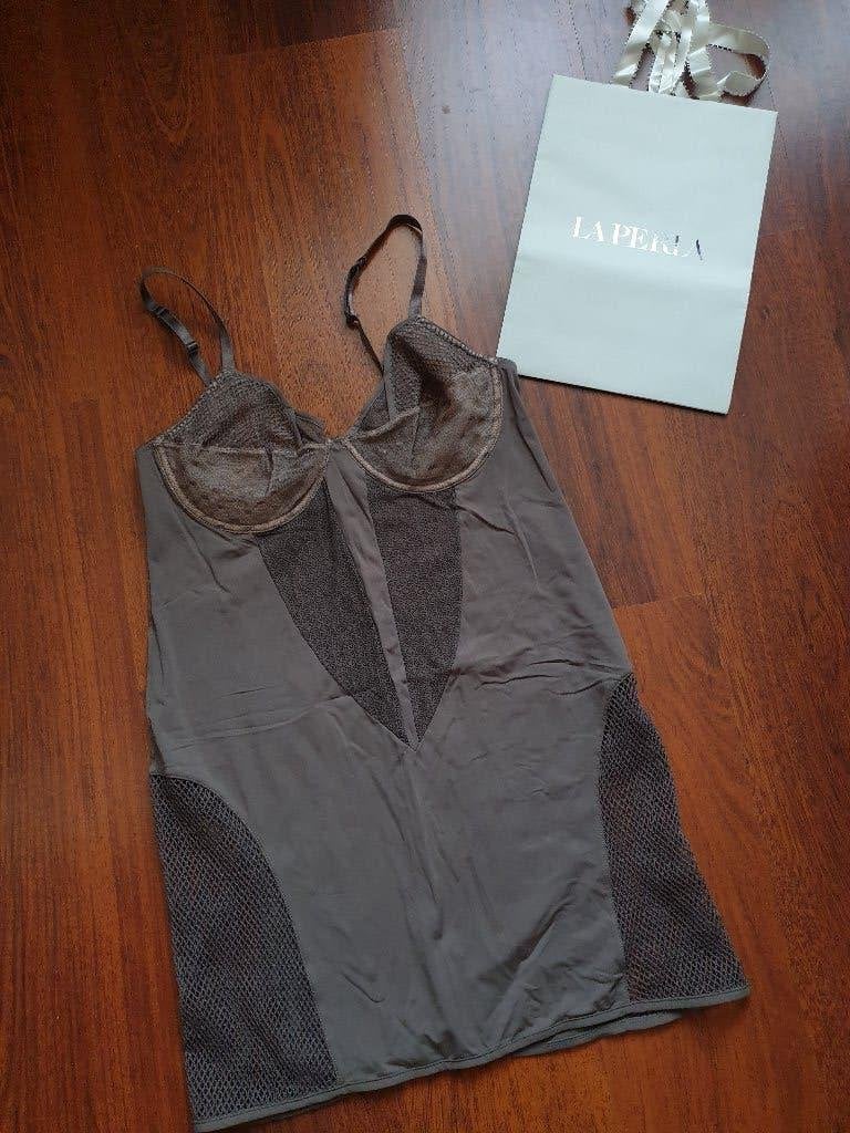 Nieuw - La Perla taupe visnet stretch nuisette - maat T3 80B, La Perla, Ophalen of Verzenden, Bruin, Nachtkleding