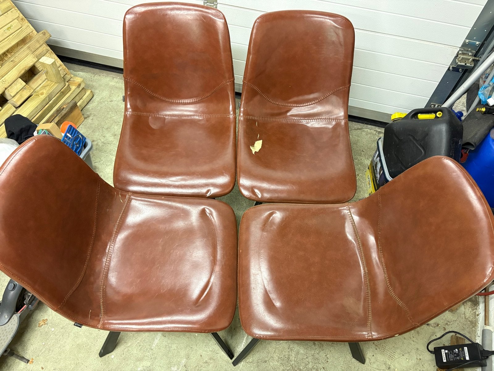 4 Goossens Wonen stoelen - bruin leer, Ophalen, Gebruikt, Bruin, Leer