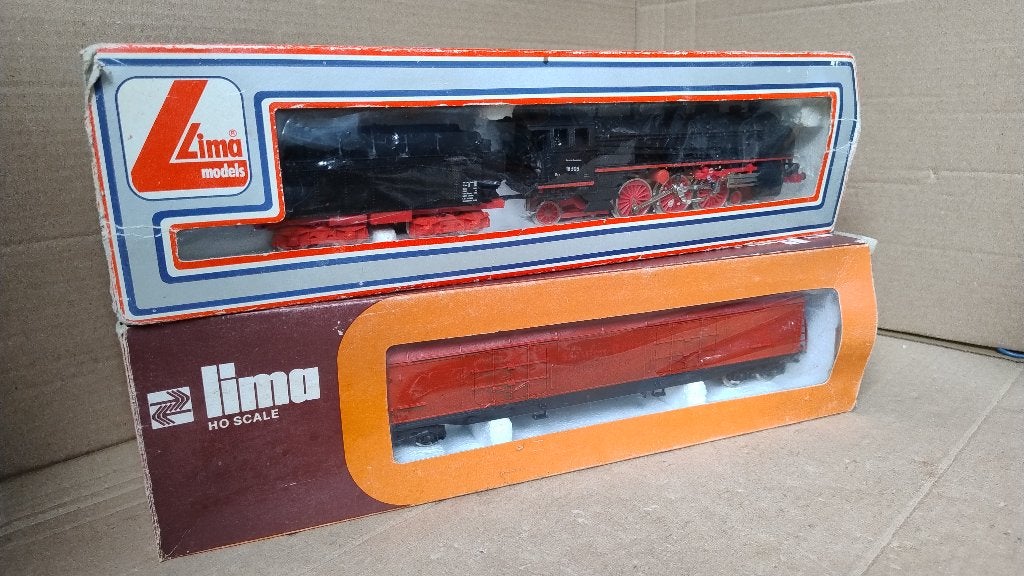 Lima trein stoomlocomotief 203014LG en Vrieswagon in doos, Gebruikt, Ophalen of Verzenden, Analoog, Lima