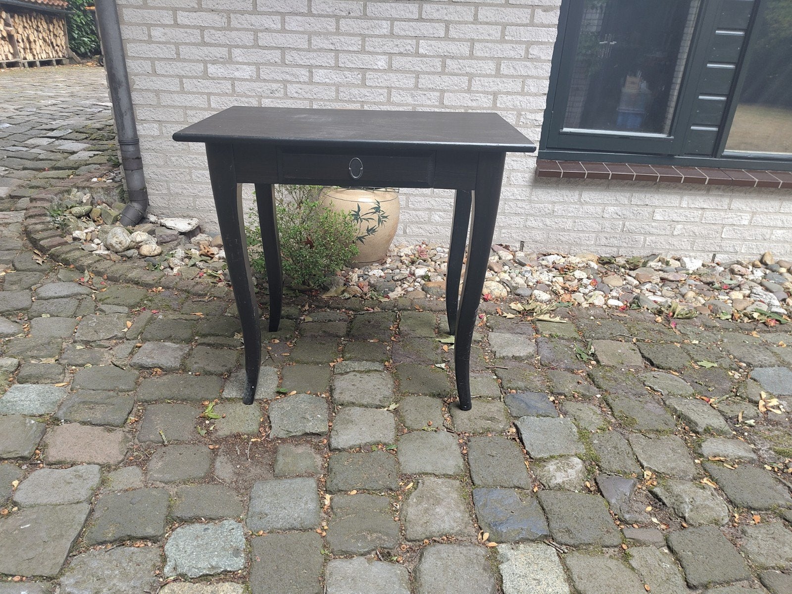 Zwart bijzettafeltje met lade - 78x50x74cm, Ophalen, Gebruikt, 50 tot 100 cm, Rechthoekig