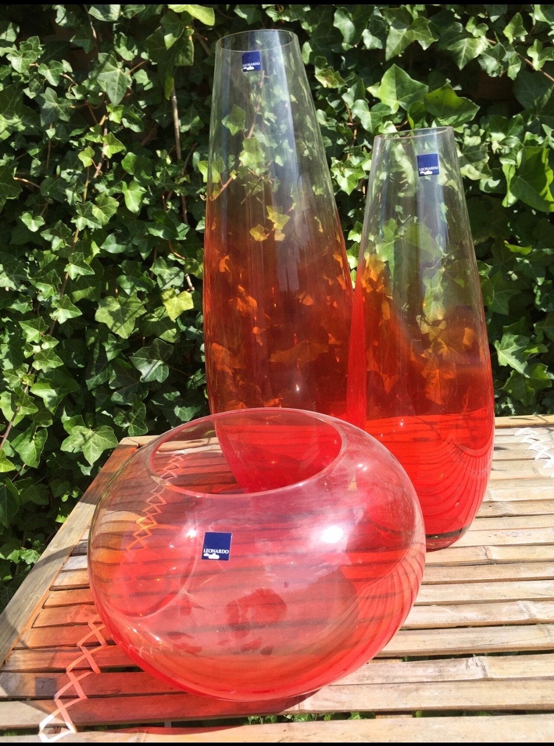 Set van 3 Leonardo vazen en schaal - Rood/Oranje, Antiek en Kunst, Ophalen