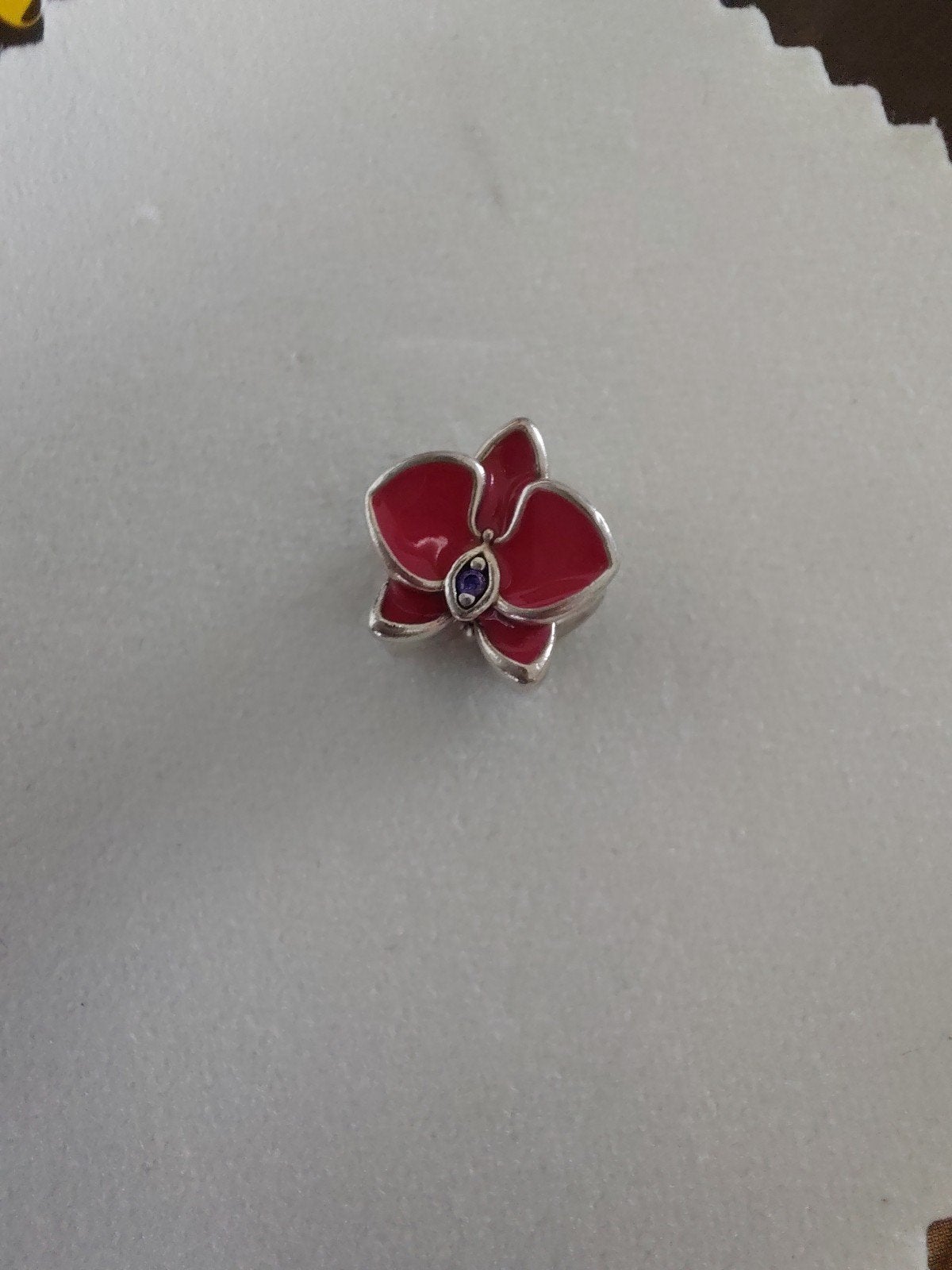 Pandora bedel roze orchidee zilver S925 ALE, Pandora, Ophalen of Verzenden, Zo goed als nieuw, 1 bedel