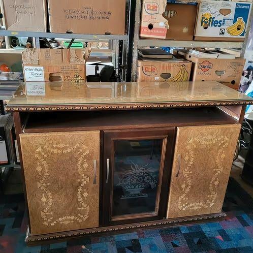 Super mooie ingelegde dressoir kast, Ophalen, Zo goed als nieuw, 25 tot 50 cm, Glas