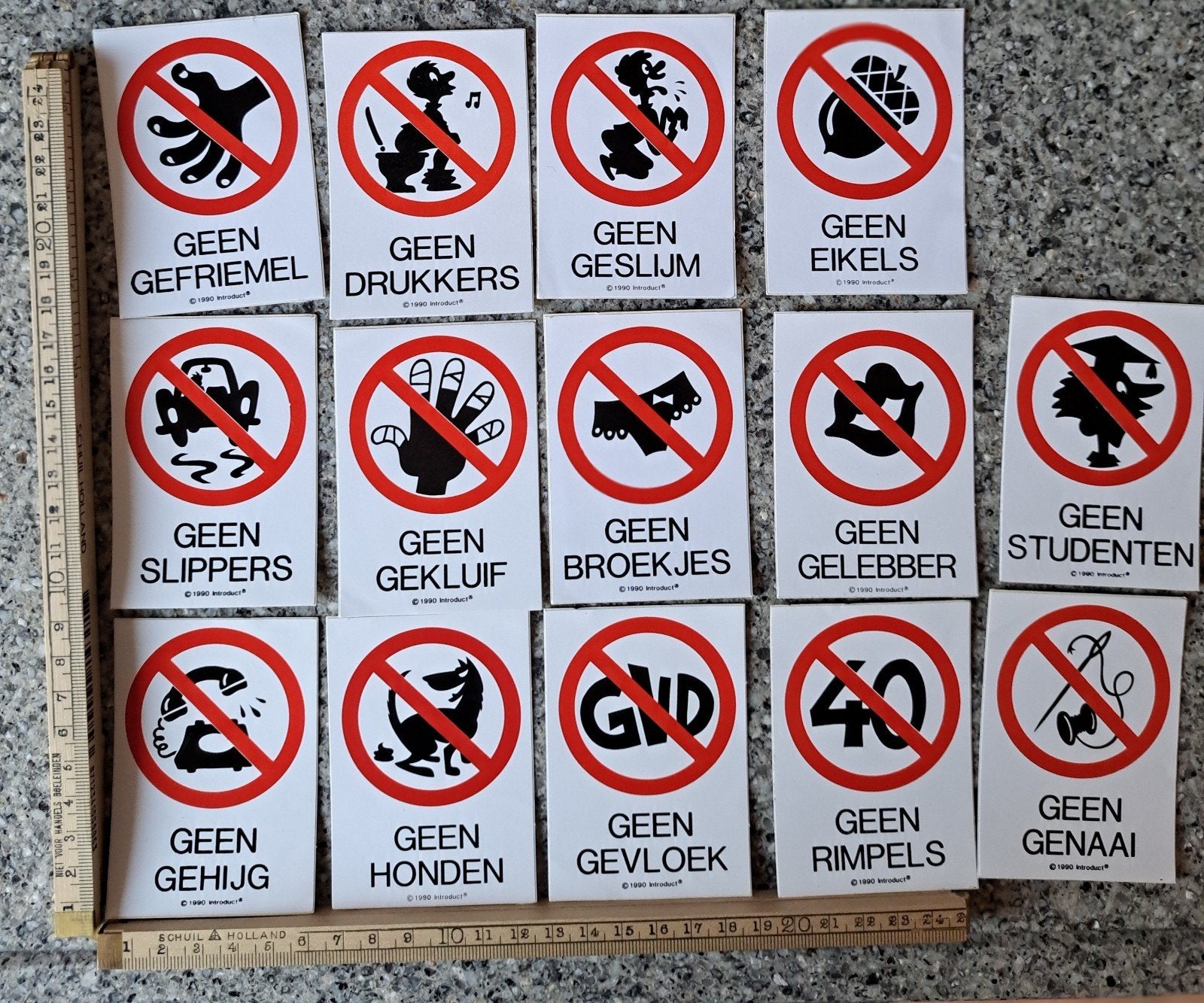 14 Vintage verboden bord verbodsbord grappig, Ophalen of Verzenden, Zo goed als nieuw, Strip of Tekenfilm