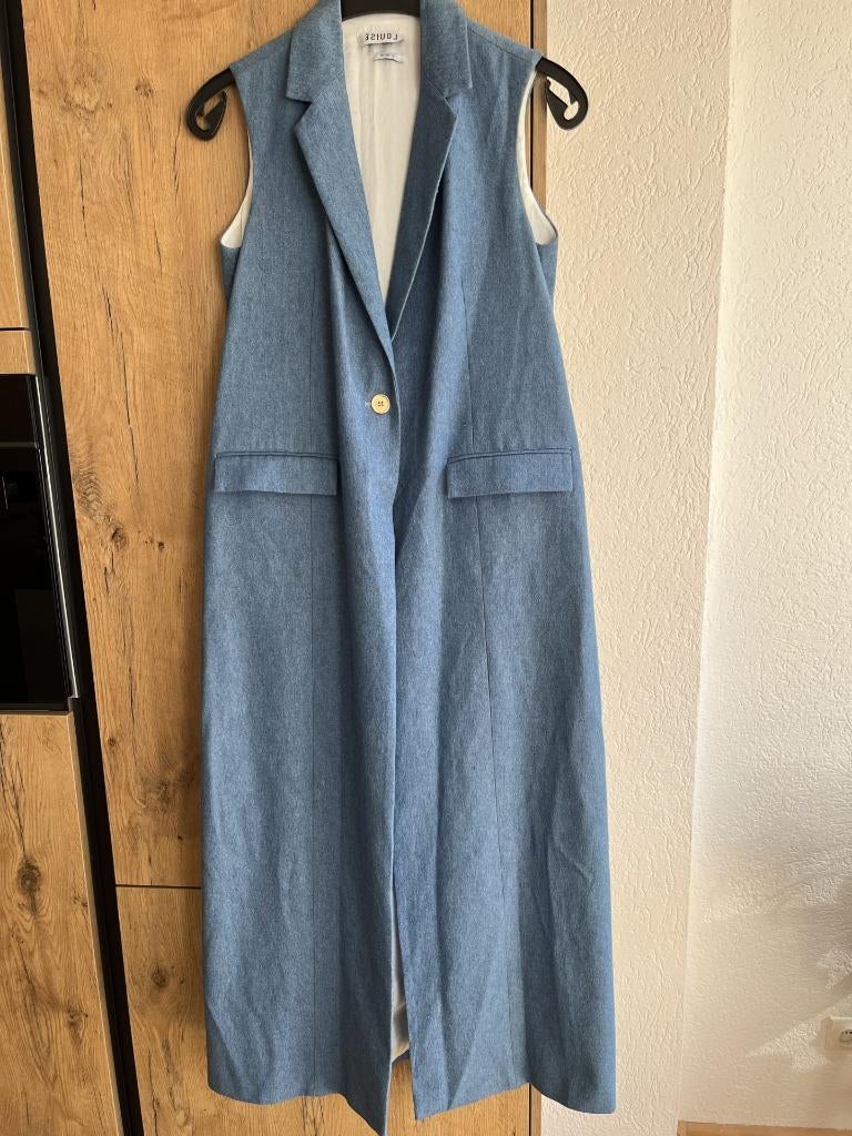 NIEUW Esiuol Louise lang mouwloos gilet maat 1 = 34/36, Nieuw, Esiuol Louise, Jasje, Maat 34 (XS) of kleiner