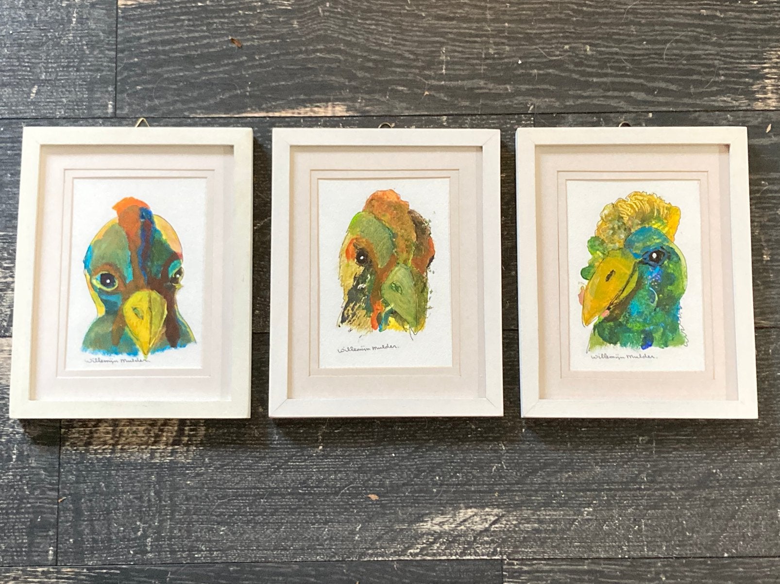 Schilderijtje kip, Willemijn Mulder (050526h), Ophalen of Verzenden, Minder dan 50 cm, Schilderij