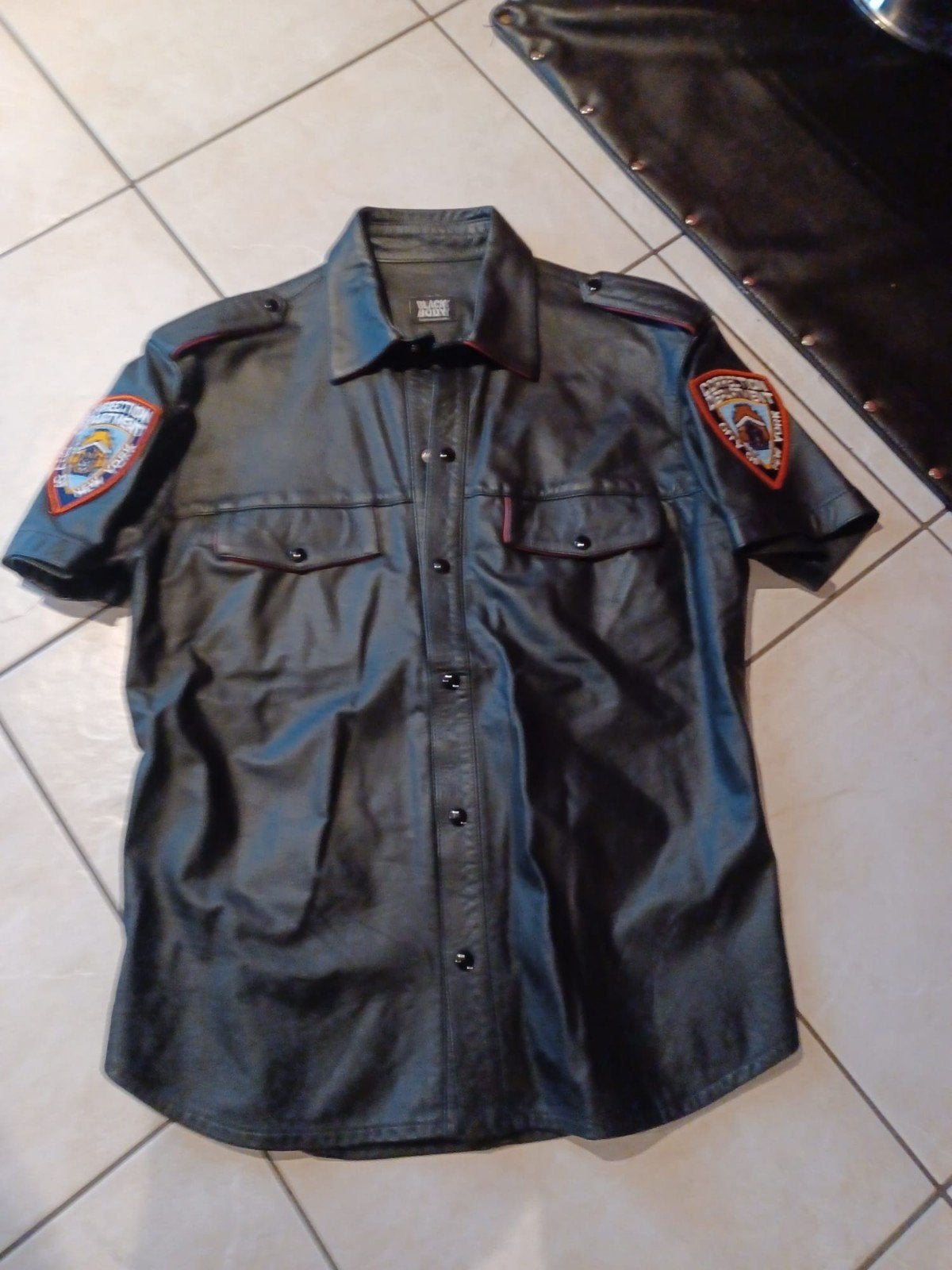 kinky BLACK BODY leren hemd Police cop, Ophalen of Verzenden, Zo goed als nieuw, Zwart
