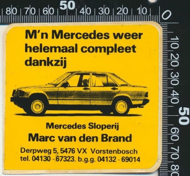 Sticker: Mercedes Sloperij Marc van den Brand - Vorstenbosch, Ophalen of Verzenden, Zo goed als nieuw, Auto of Motor