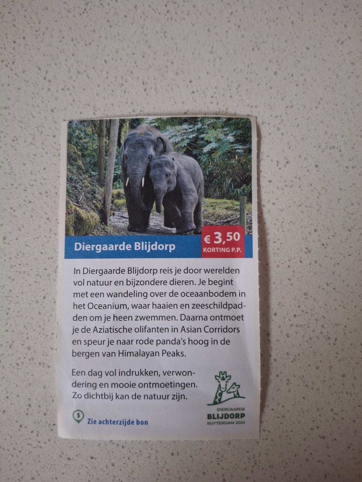 kortingskaart diergaarde Blijdorp, Drie personen of meer, Ticket of Toegangskaart
