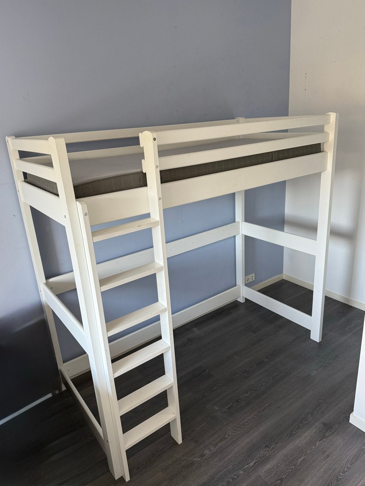 Hoogslaper wit 90x200 cm inclusief matras, Ophalen, Gebruikt, Eenpersoons, 200 cm