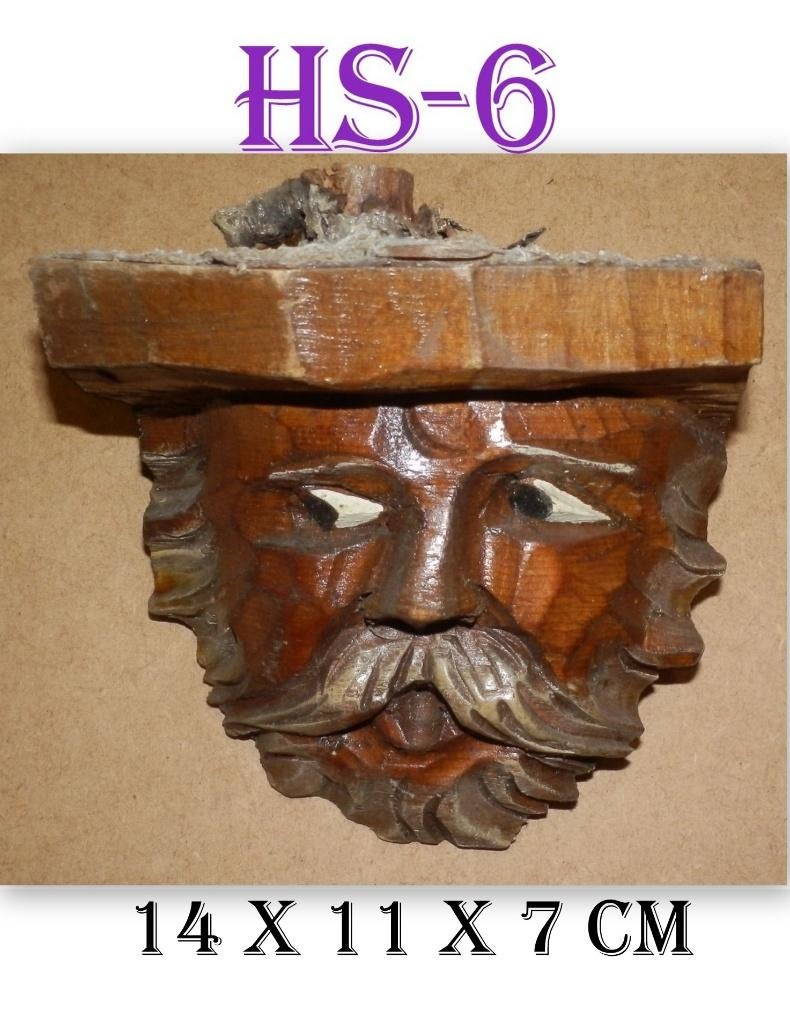 HS-6 -- Duits / Oostenrijks Houtsnijwerk Bosgeest, Antiek en Kunst, Kunst | Beelden en Houtsnijwerken, Ophalen of Verzenden, Hout