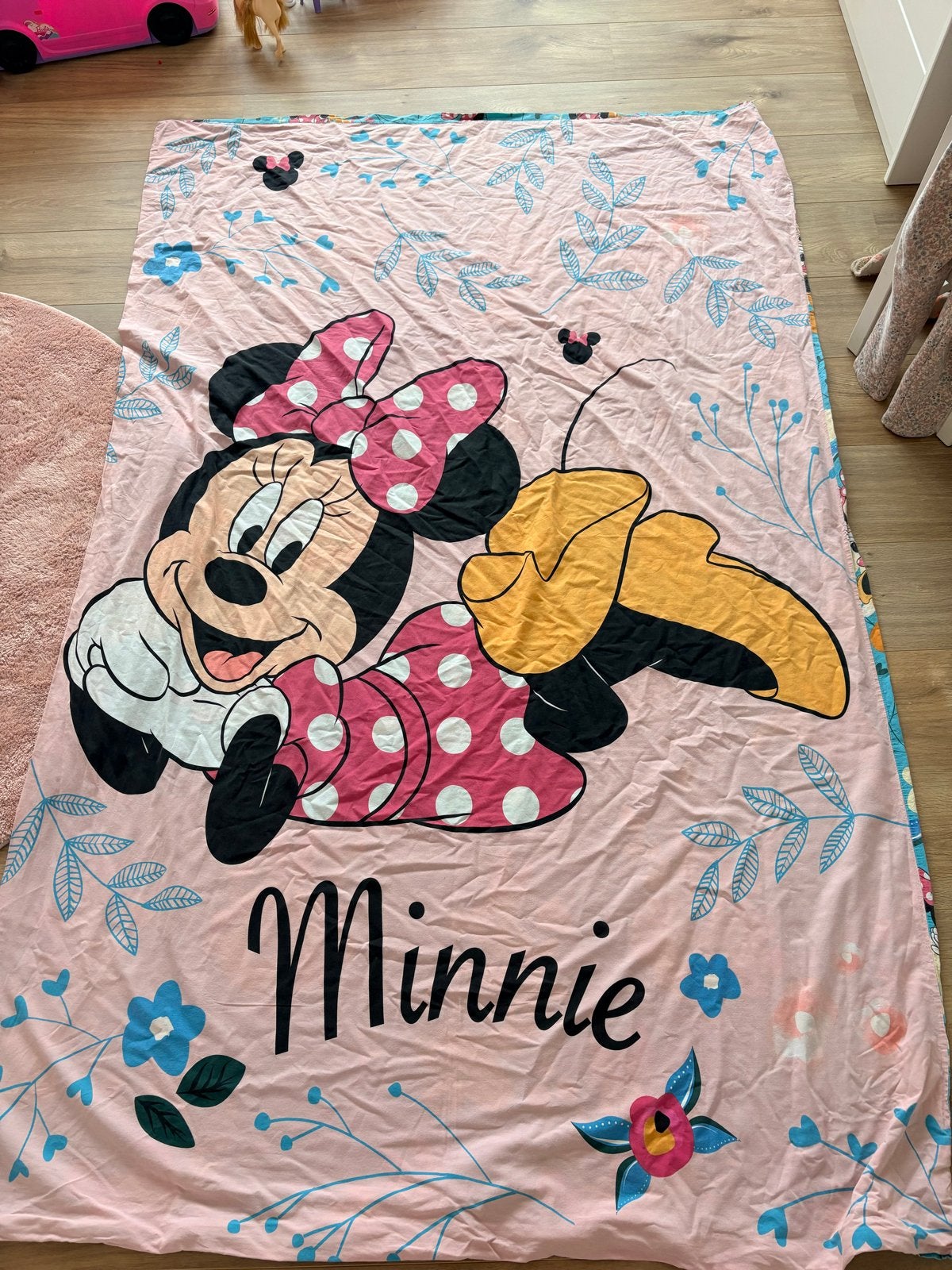 Minnie Mouse Dekbedovertrek - Roze/Blauw, Gebruikt, Dekbedovertrek, Ophalen of Verzenden, Kinderbed