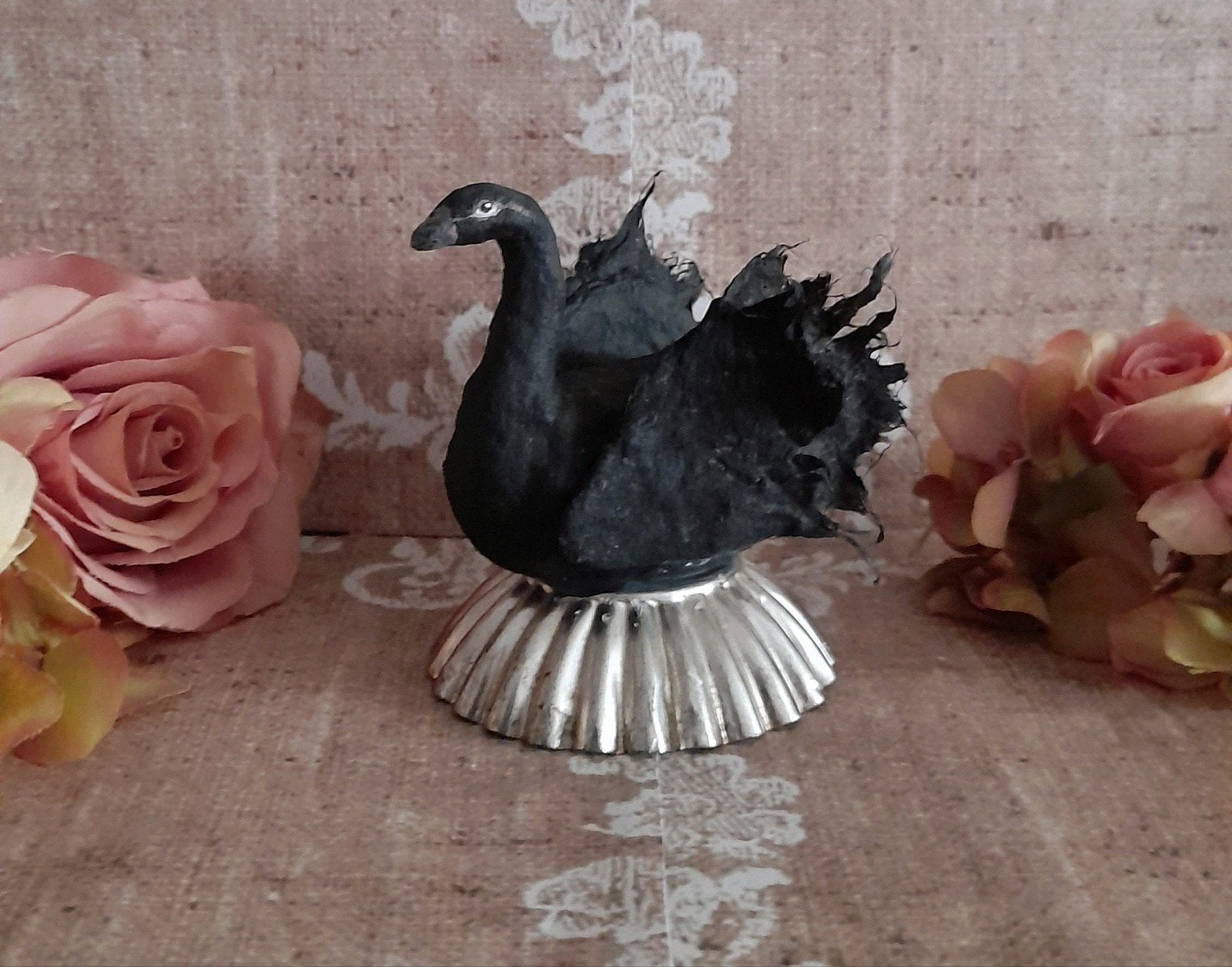 Prachtige brocante wattenpop Zwaan op een bakvormpje, Antiek en Kunst, Ophalen of Verzenden