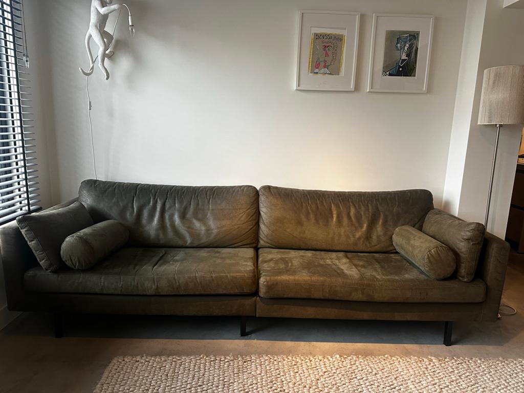 Sissy Boy 4-persoonsbank met hocker en kussens, Ophalen, 250 tot 300 cm, Gebruikt, 75 tot 100 cm