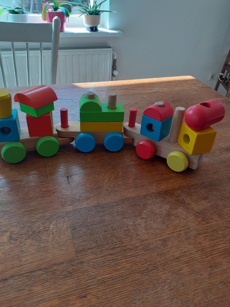 Houten speelgoed trein met blokken, Ophalen of Verzenden