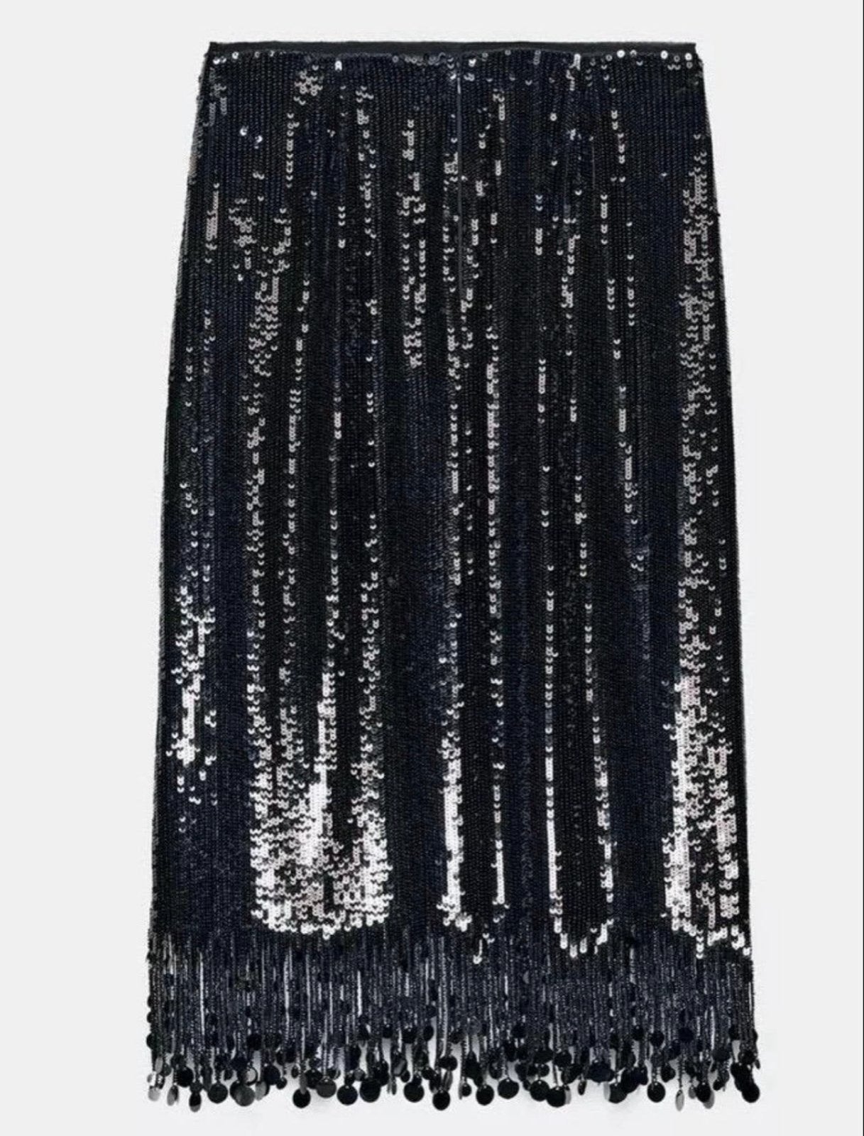 Zara Zwarte Pailletten Rok met Franjes- Nieuw, Kleding | Dames, Zwart, Nieuw, Ophalen of Verzenden, Maat 36 (S)