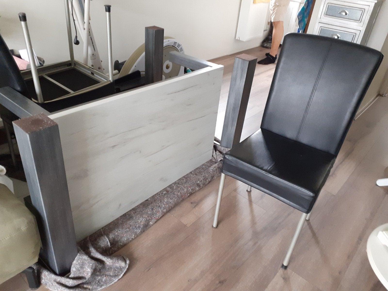 Eettafel+salontafel wit eiken + 4 stoelen zwart, Huis en Inrichting, Tafels | Eettafels, Ophalen, 100 tot 150 cm, 50 tot 100 cm
