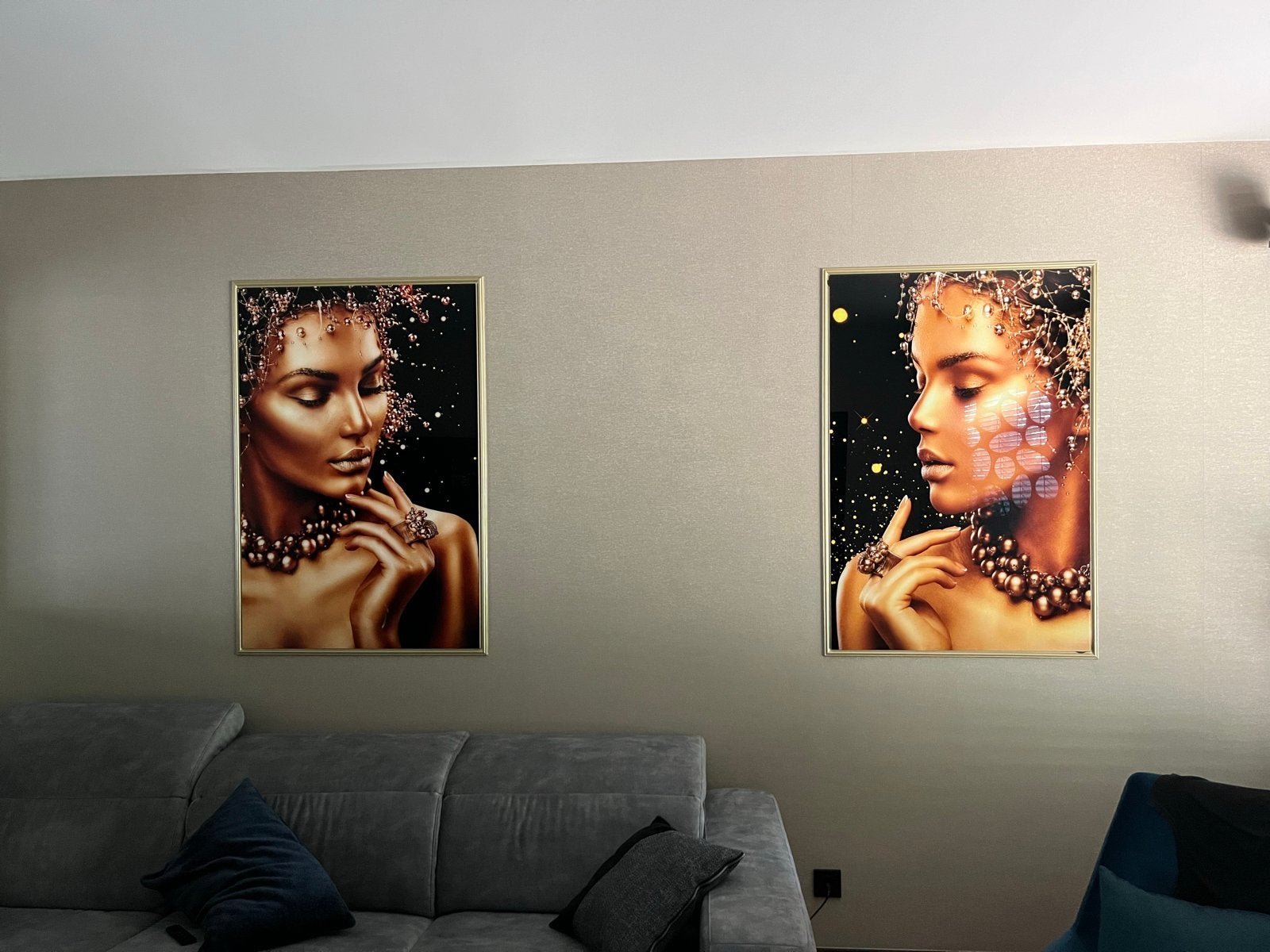Glasplaat Schilderij/Poster 120x80 cm - Vrouwenportret, Ophalen, Zo goed als nieuw, Schilderij, 75 tot 100 cm