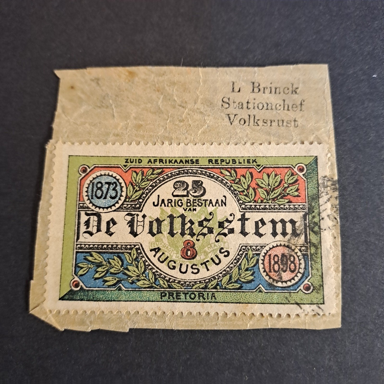 Zuid-Afrikaanse Republiek: 25 Jaar De Volksstem 1898, Ophalen of Verzenden, Overige landen, Gestempeld