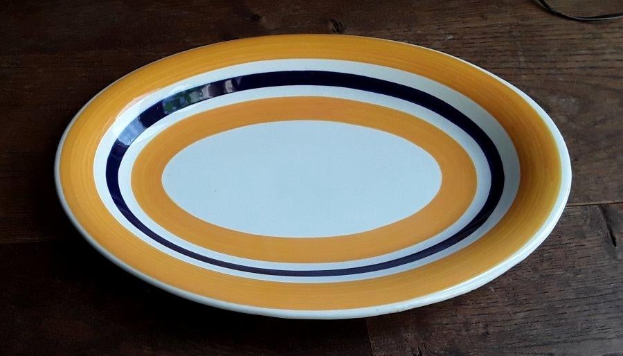 Handbeschilderde schaal - Dipinto a Mano uit Italië - geel, Gebruikt, Keramiek, Ophalen of Verzenden, Schaal of Schalen