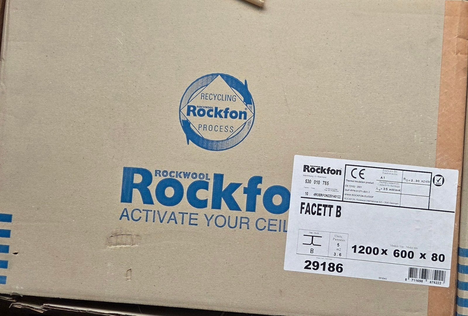Rockfon Facett B plafondplaten 1200x600x80 mm, 14,4 m², Doe-het-zelf en Verbouw, Platen en Panelen, Ophalen, Nieuw, Overige materialen