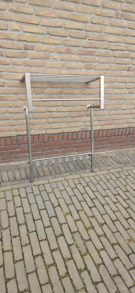 RVS Wandkapstok met hoedenplank en haken, Ophalen of Verzenden
