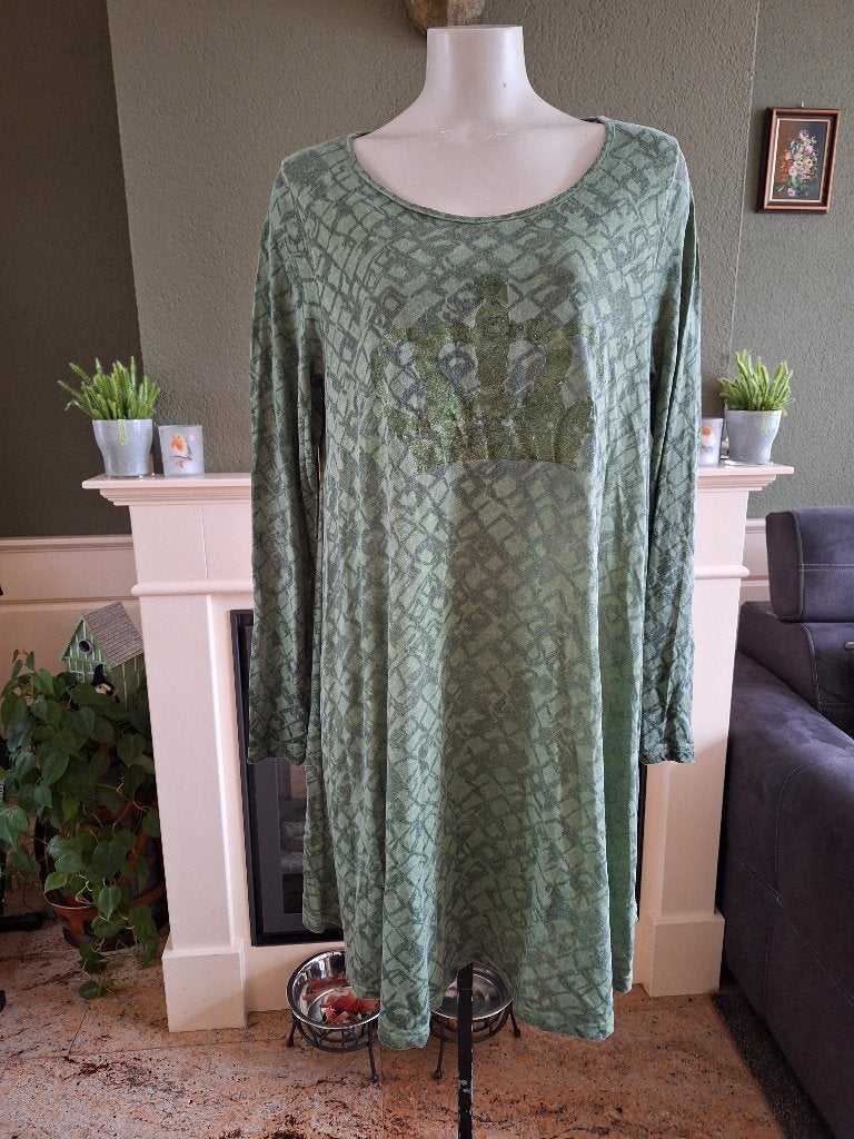 Miss Y Yoek groene tuniek lange top L 46 / 48, Yoek, Verzenden, Maat 46/48 (XL) of groter, Gedragen