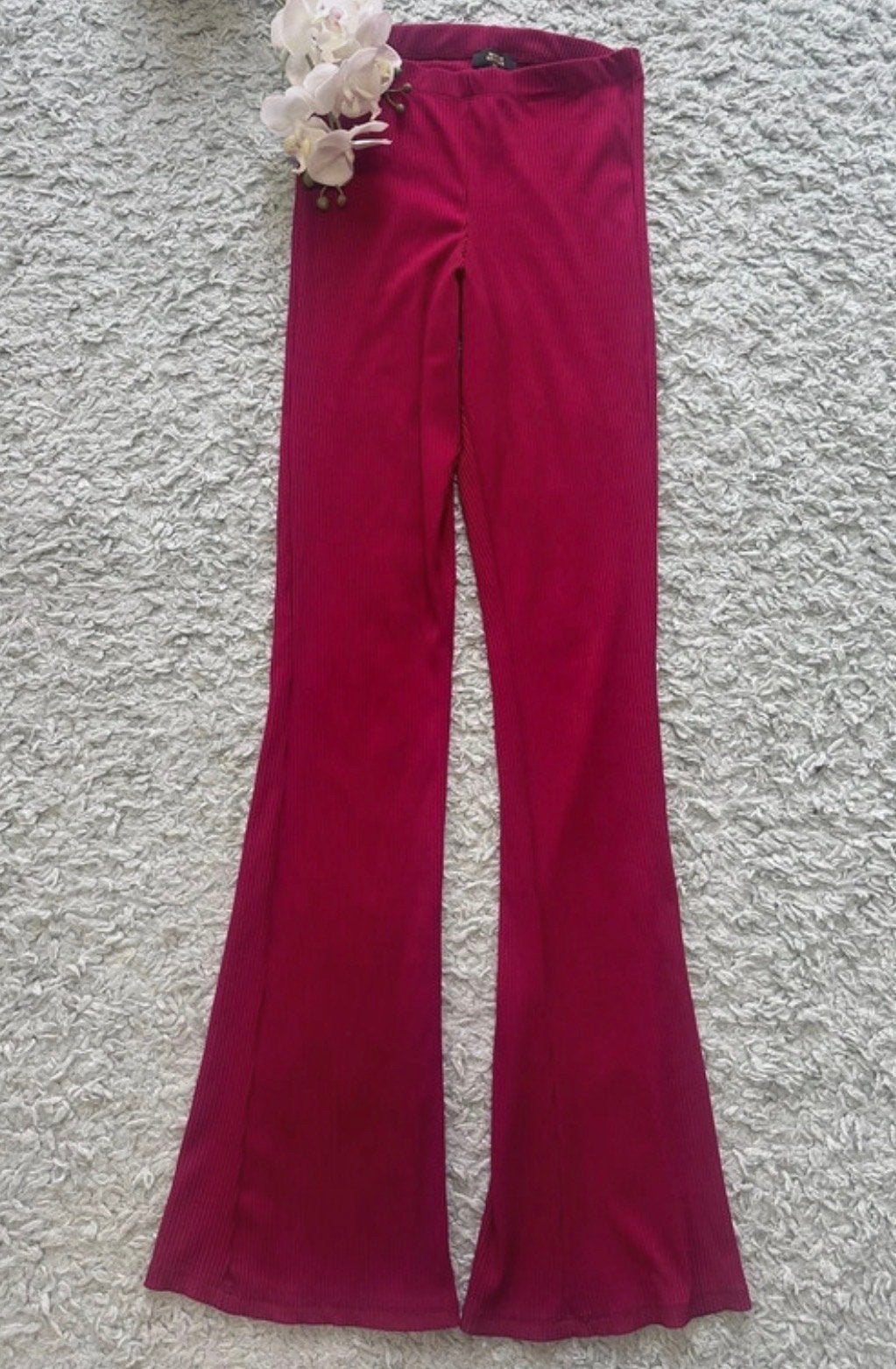 ZGAN, kersenrode robbel flared broek van Seven Sisters, XS, Ophalen of Verzenden, Zo goed als nieuw, Maat 34 (XS) of kleiner, Lang