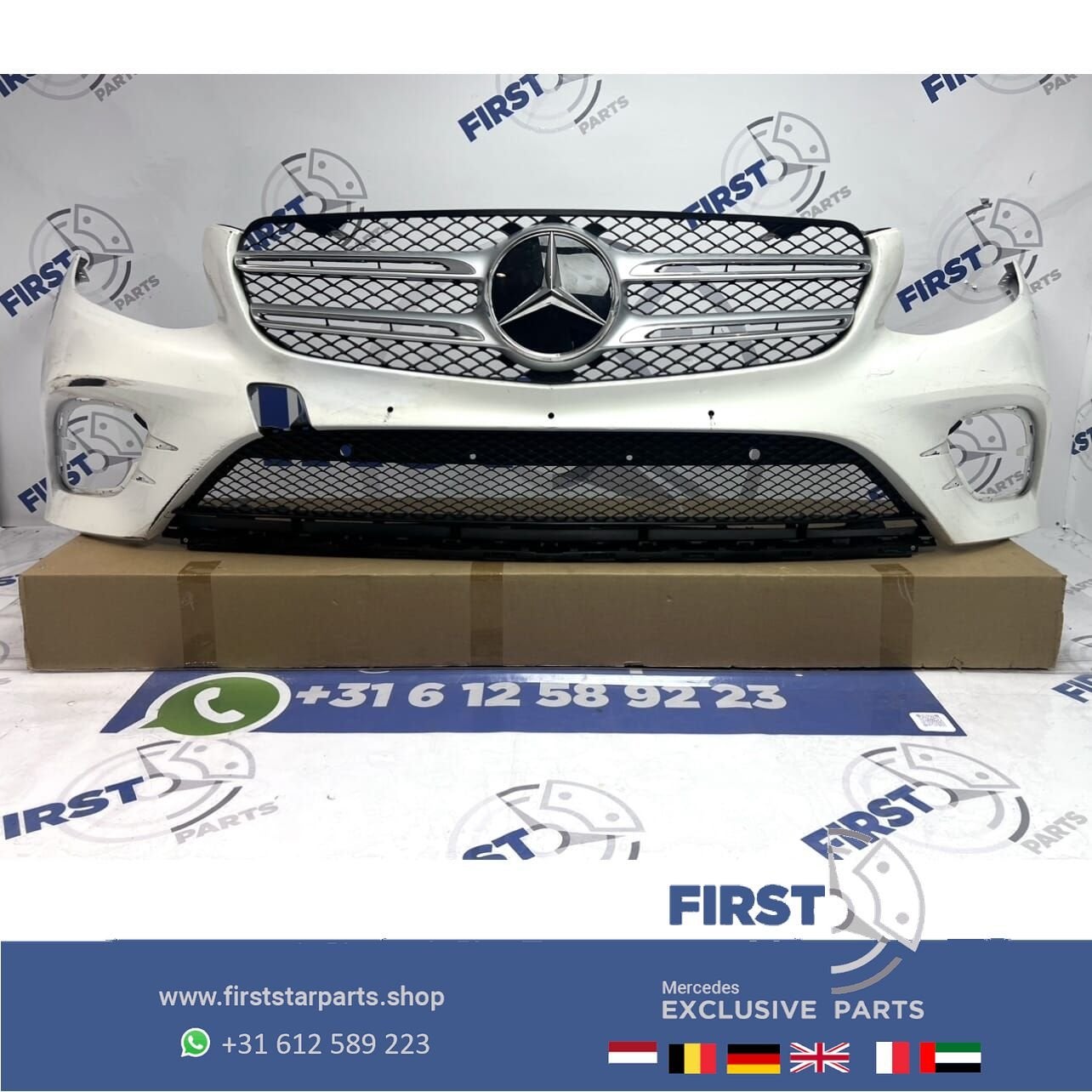 W253 GLC AMG VOORBUMPER Mercedes 2016-2019 WIT PDC + DIAMOND, Gebruikt, -, Voor, Ophalen of Verzenden