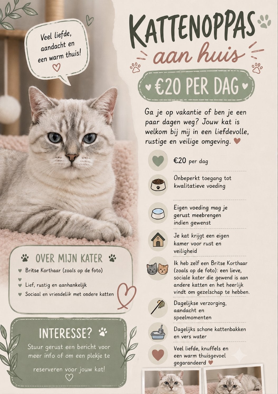Katten oppas, Diensten en Vakmensen, Dieren | Katten | Verzorging, Oppas en Les