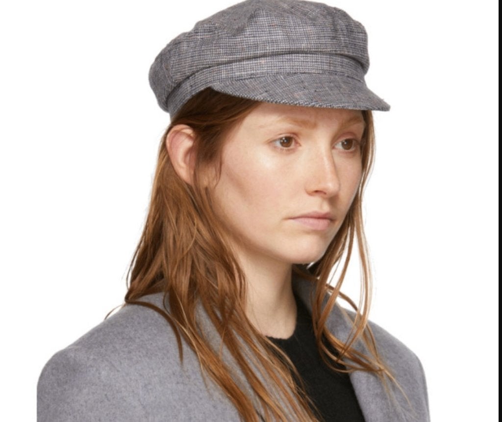 Isabel Marant geruite zomer pet cap Evie linnen/zijdemix 56, Isabel Marant, 56 of 57 cm (M, 7 of 7⅛ inch), Verzenden, Pet