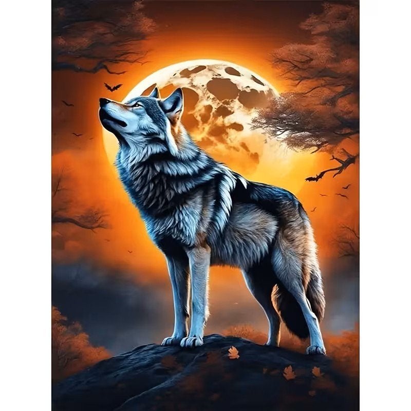 50x40cm Diamond Painting wolf (vierkant steentjes) nr 1, Verzenden, Nieuw, Overige materialen, Overige merken