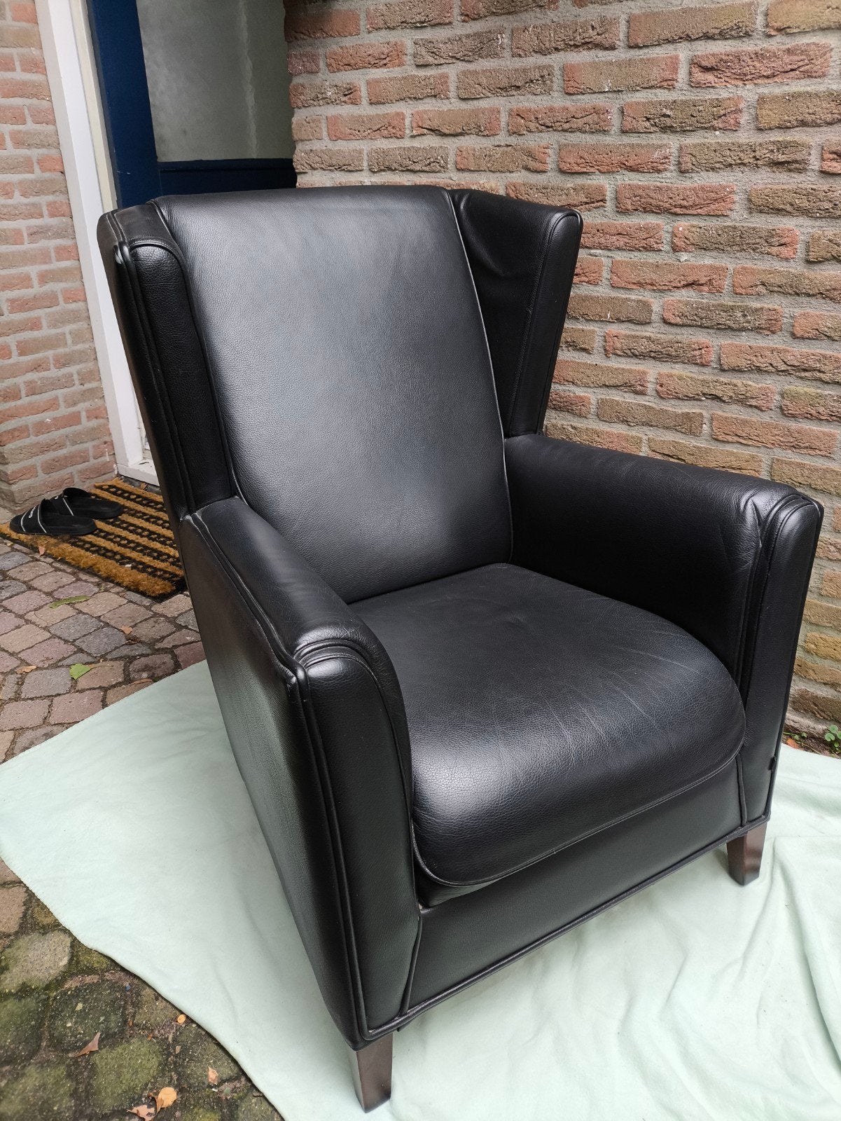 3B Fauteuil - zwart rundleder, Ophalen, Gebruikt, Klassiek, Comfortabel, 75 tot 100 cm