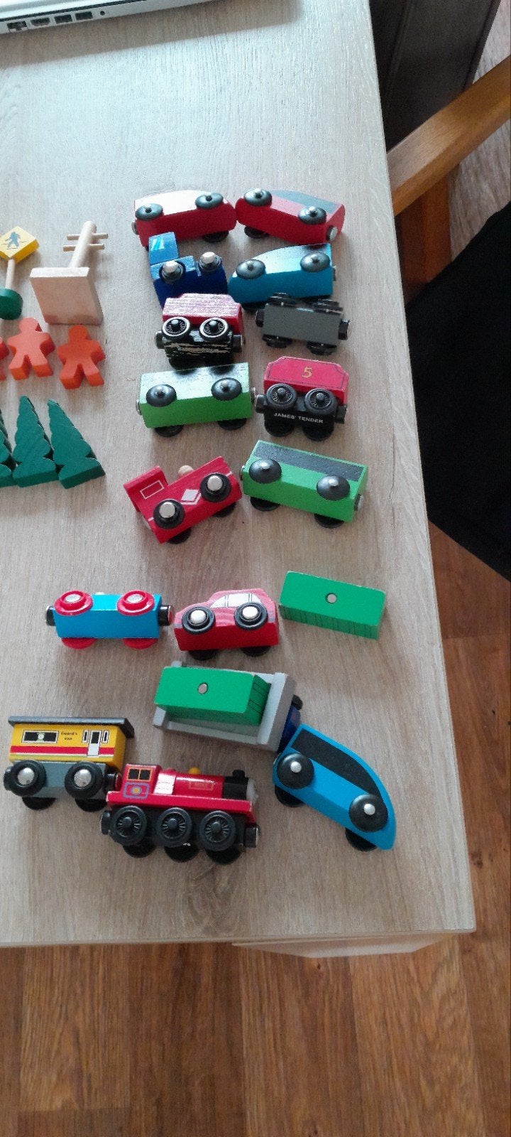 Grote set houten treinrails en accessoires, Ophalen, Gebruikt