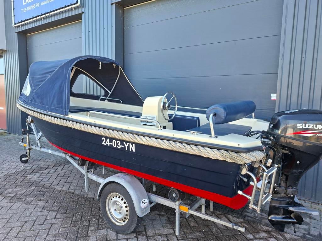 Nette Malta 435S + Suzuki 25PK 4 Takt, Gebruikt, Ophalen of Verzenden, Buitenboordmotor, Polyester